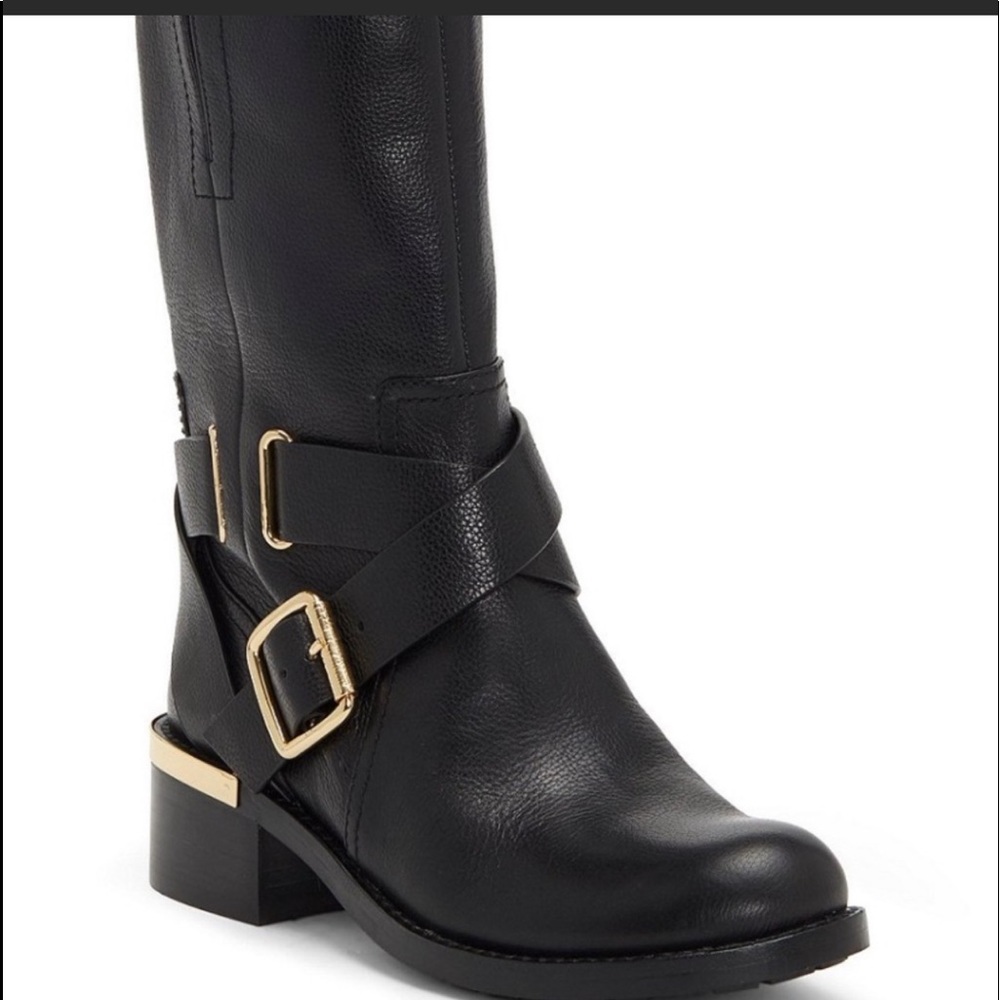 Vince Camuto wethima leather block heel moto boot.NWT